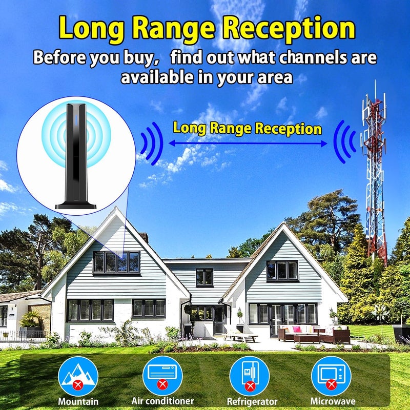 DTVSMARTSHOW Digital TV Antenna Indoor, 2025 HD Antenna for Smart TV with 3M Stick Base 360°&Long Range Reception for Local Channels, Easy Setup Antena Without Cable - Image 5